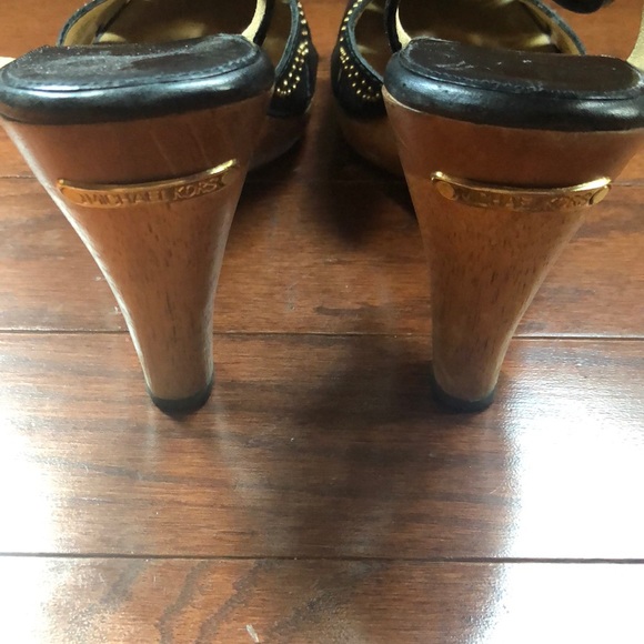 Michael Kors Leather Beaded Wooden Heels size 8.5 - Picture 7 of 12